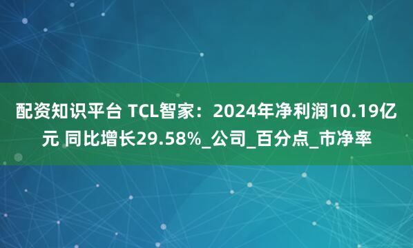 配资知识平台 TCL智家：2024年净利润10.19亿元 同比增长29.58%_公司_百分点_市净率