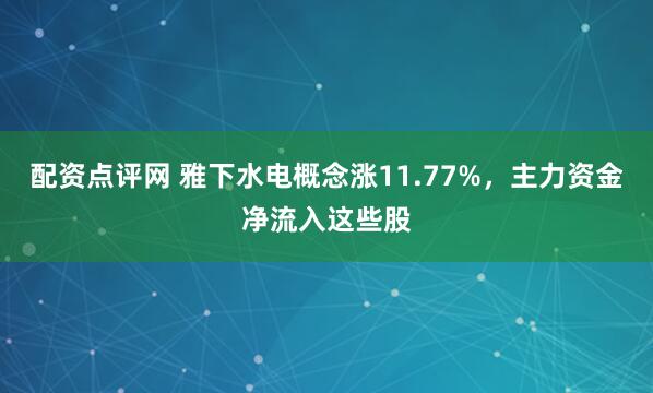 配资点评网 雅下水电概念涨11.77%，主力资金净流入这些股